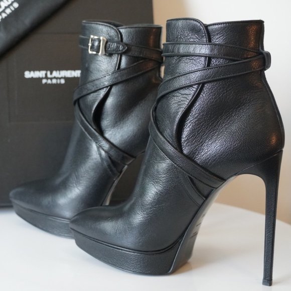 EUC Saint Laurent Leather Ankle Boots SZ 9.5 - Picture 11 of 16